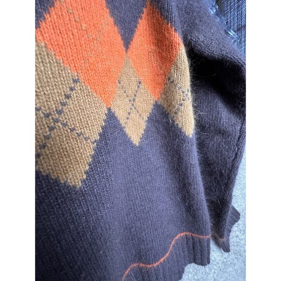 Vtg 90s Rafaella Argyle Lambswool Rabbit Hair Turtleneck Sz M Fall Thanksgiving - Picture 10 of 16